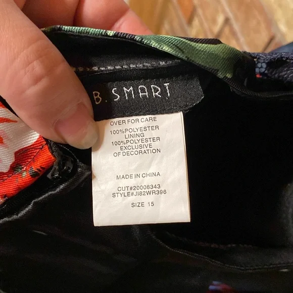 B. smart Asymmetrical Dress size 15 strappy back midi dress black and red floral - Picture 4 of 4